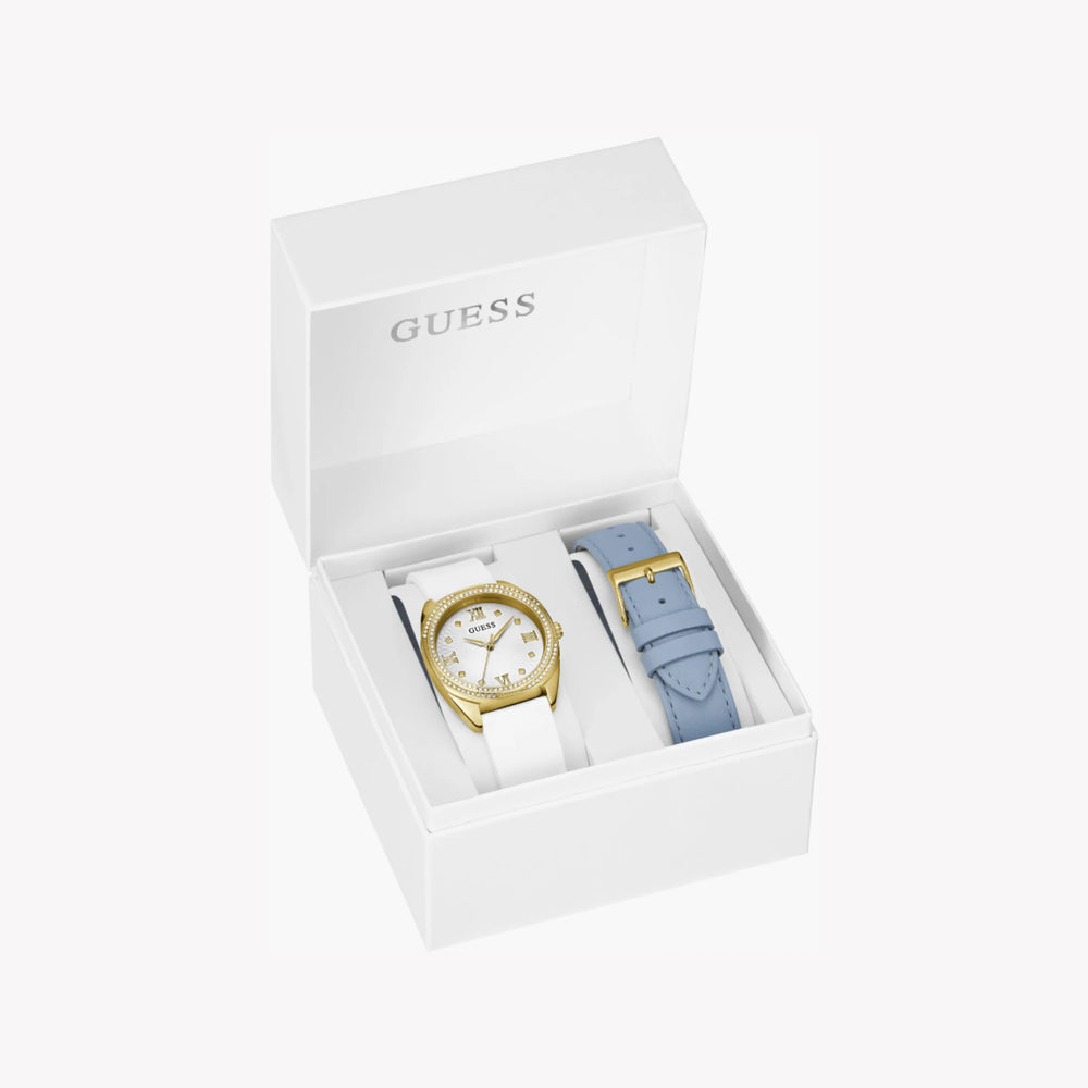 Guess Women's Gold Watch, White Silicone Band | Gw0691l2 by i-watch