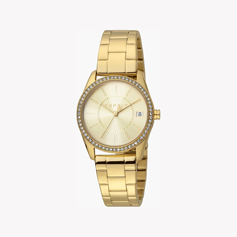 Esprit Women's Gold Stainless Steel Watch, Champagne Dial | Es1l158m0025 by i-watch