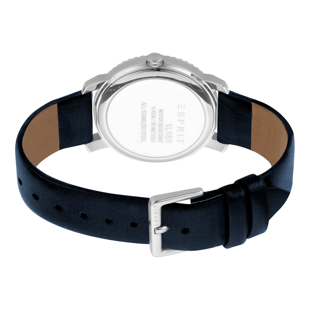 Esprit Women's Watch With Silver Stainless Steel Case And Dark Blue Leather Band by i-watch