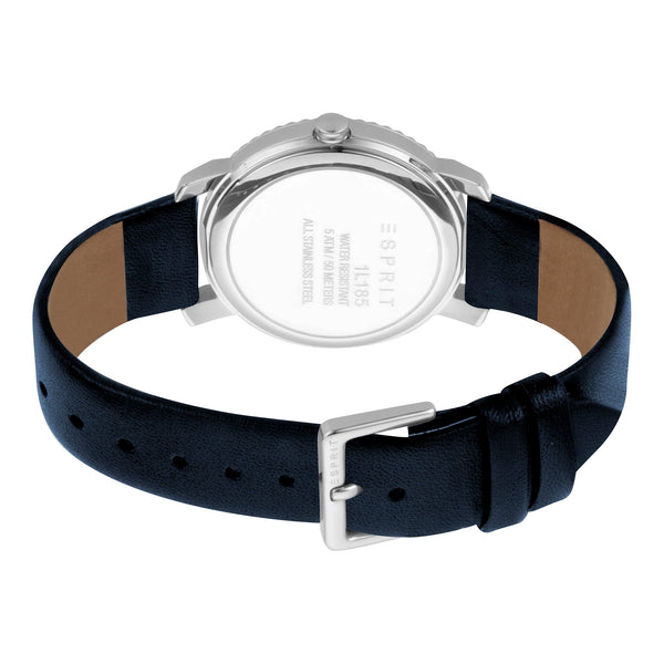 Esprit Women's Watch With Silver Stainless Steel Case And Dark Blue Leather Band by i-watch