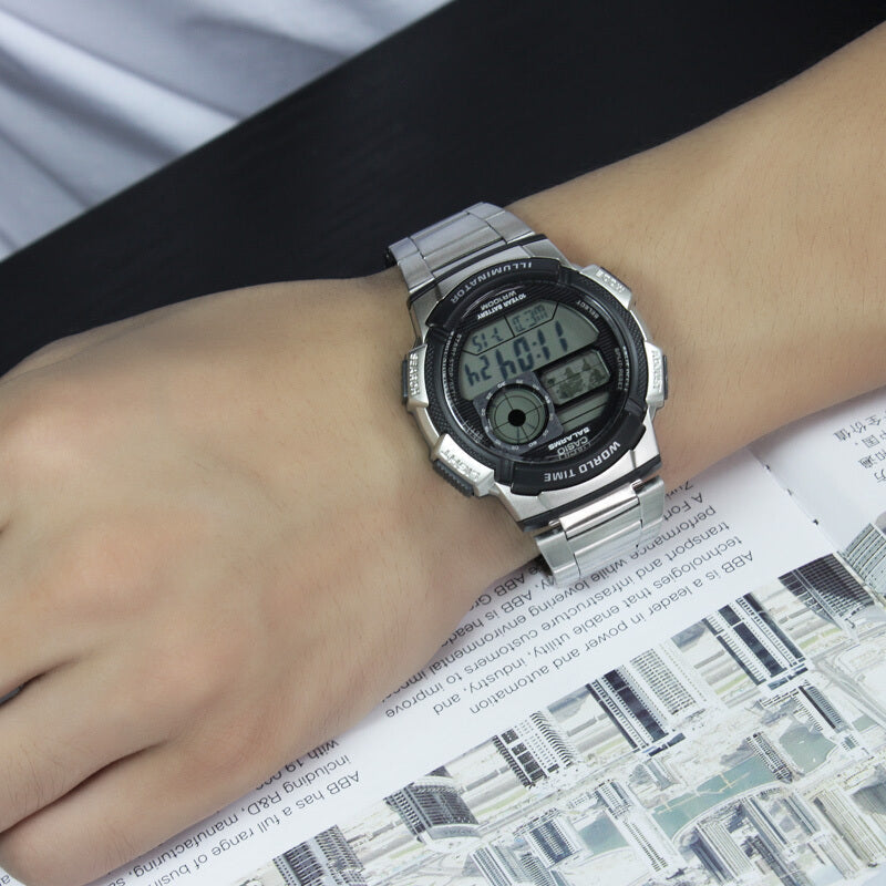 Casio Men's Silver Watch, Black Dial | Ae-1000wd-1avdf