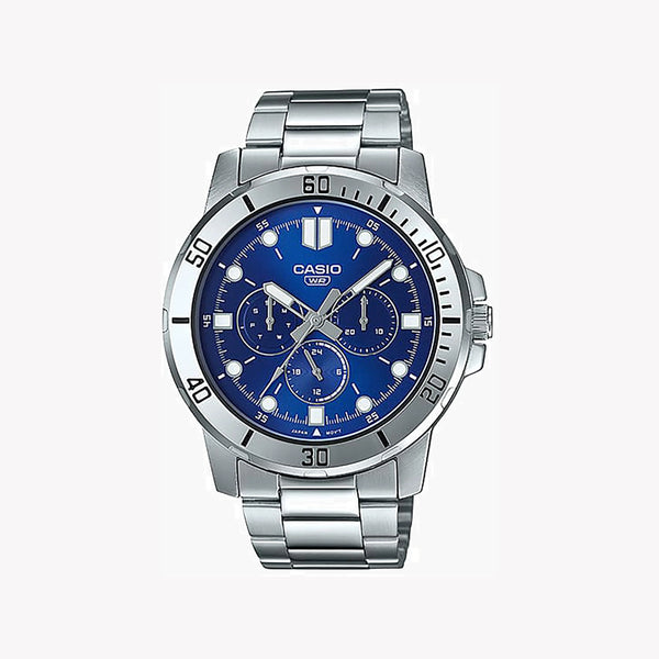 Casio Men's Silver Watch, Blue Dial | Mtp-Vd300d-2e by i-watch