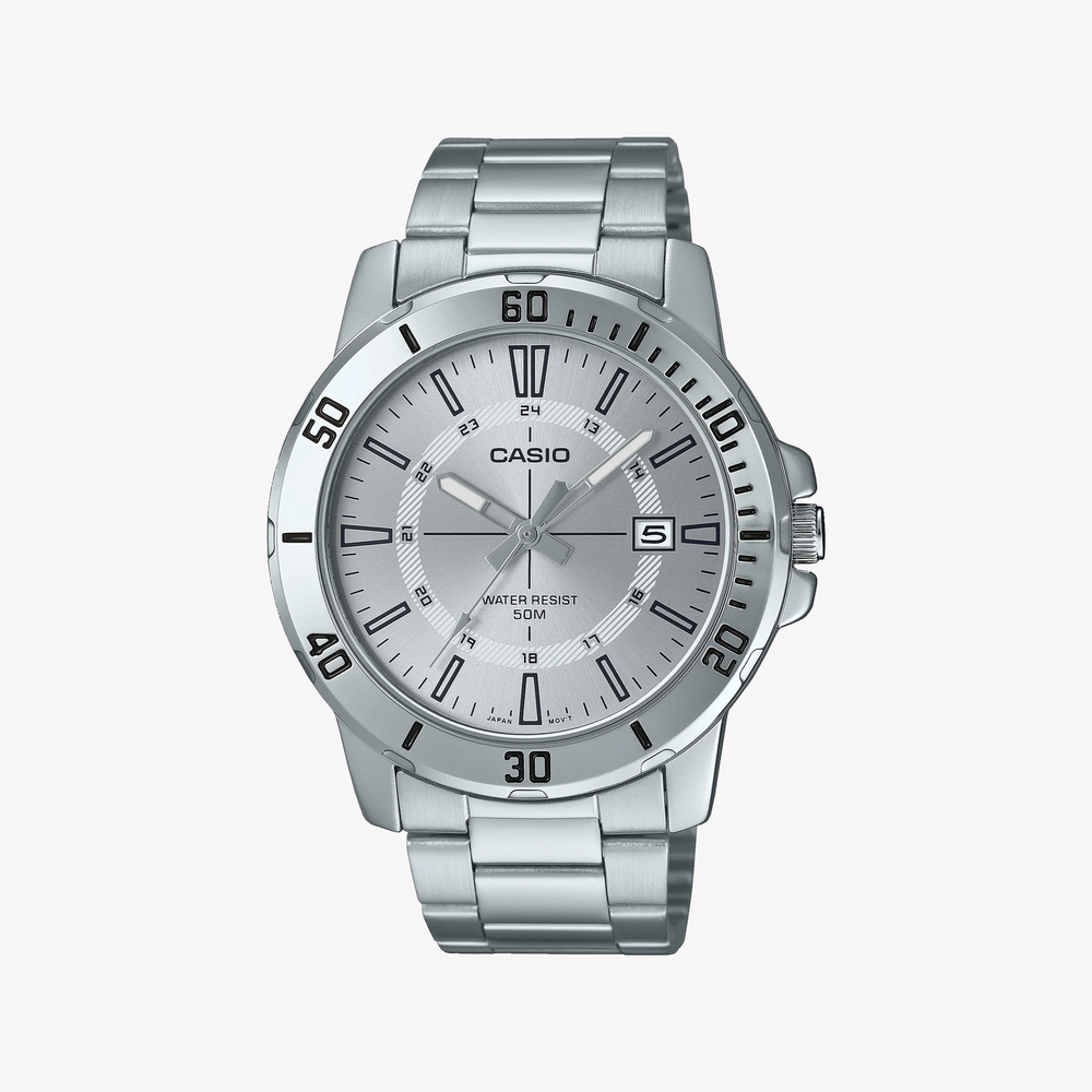 Casio Men's Stainless Steel Watch, White Dial | Mtp-Vd01d-7cvudf by i-watch
