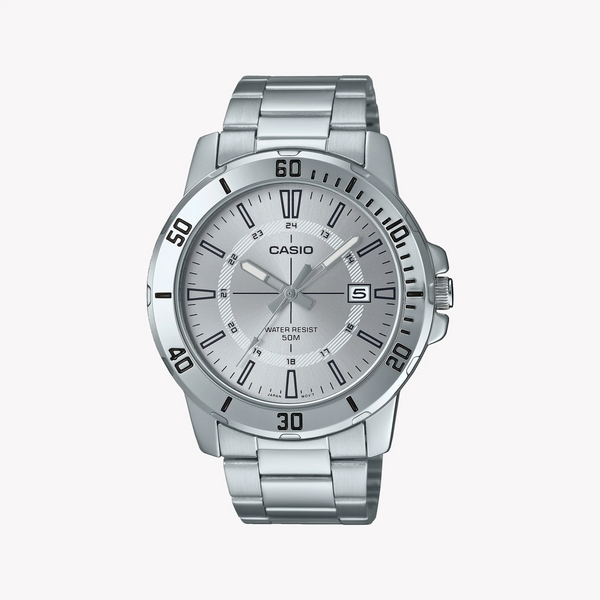 Casio Men's Stainless Steel Watch, White Dial | Mtp-Vd01d-7cvudf by i-watch