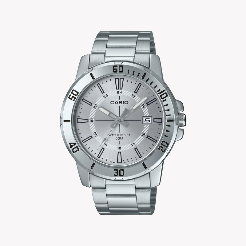 Casio Men's Stainless Steel Watch, White Dial | Mtp-Vd01d-7cvudf by i-watch
