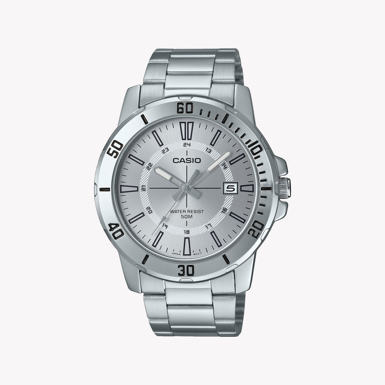 CASIO MTP-VD01D-7CVUDF SPORTY ELEGANCE - MEN'S STAINLESS STEEL WATCH WITH WHITE DIAL