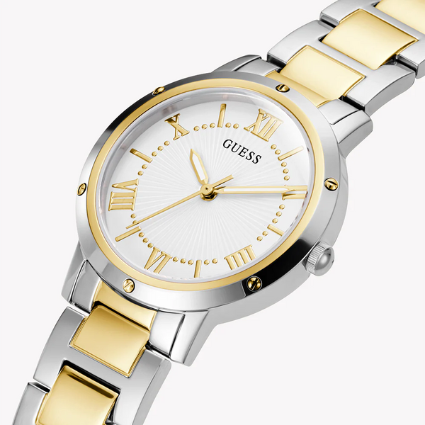 Guess Women's Gold Stainless Steel Watch, White Dial | Gw0404l2 by i-watch