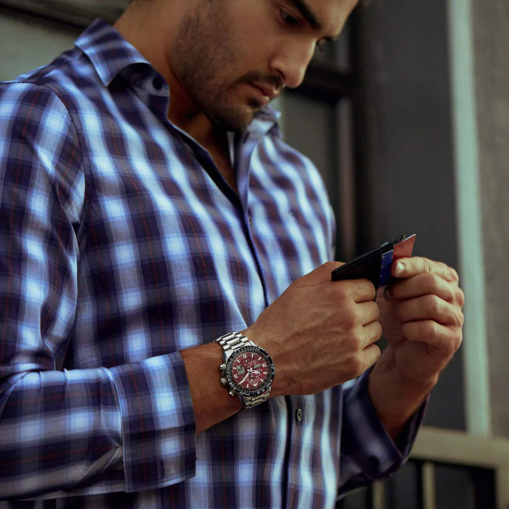 Citizen Jy8086-89x Dynamic Precision - Bold Red Dial Men's Watch With Stainless Steel Bracelet by i-watch