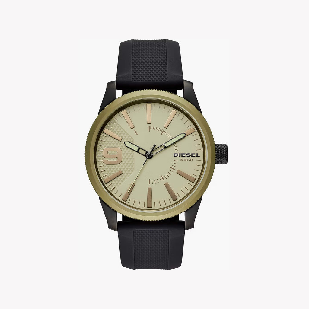 DIESEL DZ1875 DYNAMIC EDGE - MEN'S BOLD GOLD SPORT ANALOG WATCH with Black Silicone Band