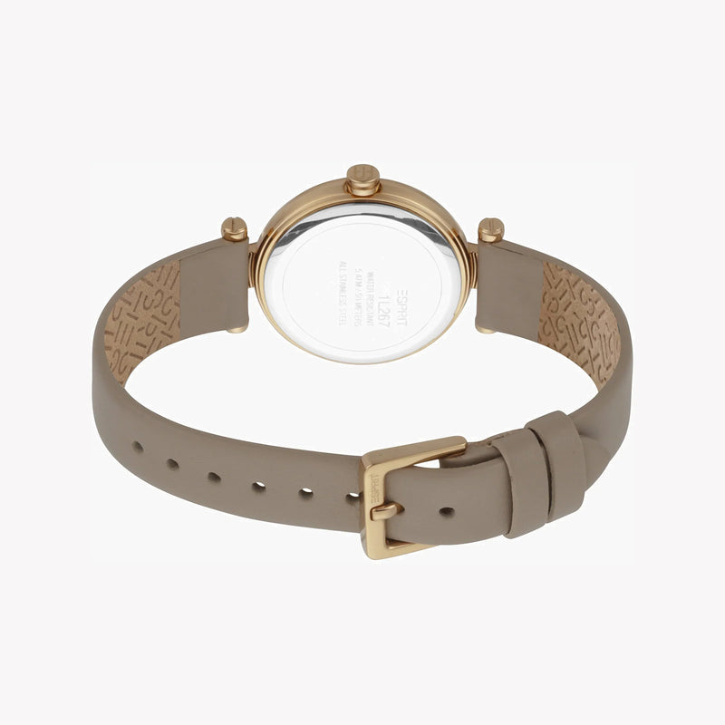 Esprit Women's Beige Leather Watch, Silver Dial | Es1l081m0015 by i-watch