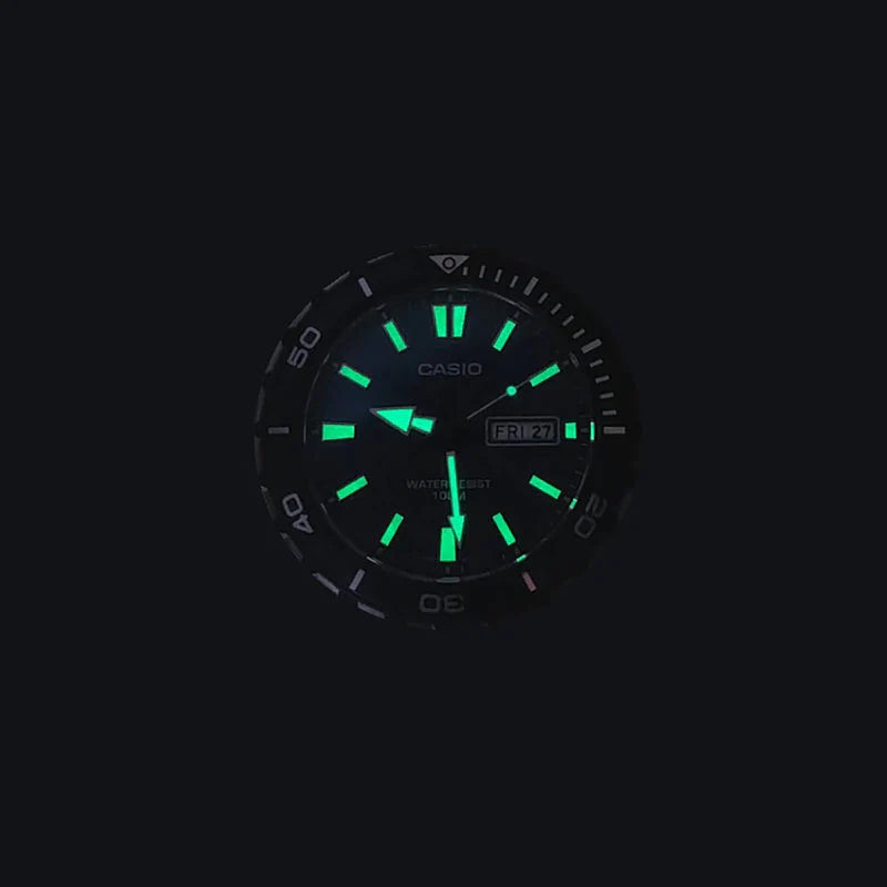 Casio Men's Silver Watch, Green Dial | Mtd-125d-3av by i-watch