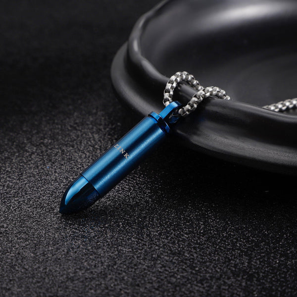 Zink Men's Stainless Steel Necklace - Silver & Blue | Zjpd015bl
