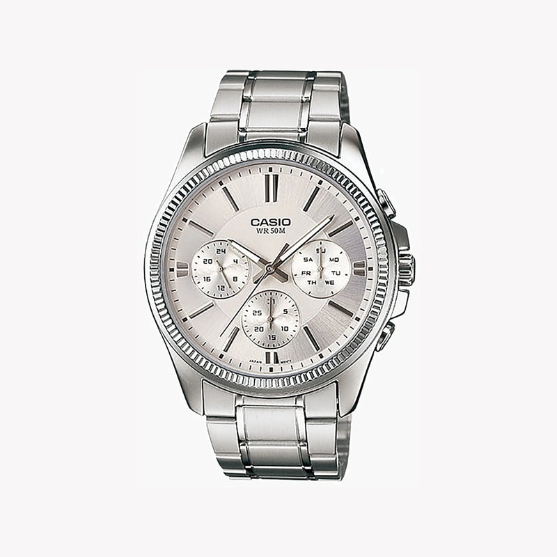 Casio Men's Silver Stainless Steel Watch, Elegant Design | Mtp-1375d-7avdf by i-watch