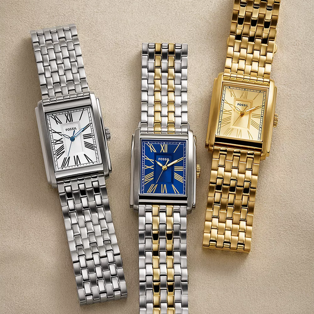 FOSSIL FS6010 - TIMELESS ELEGANCE MEN'S WATCH WITH BLUE DIAL & 2T SILVER/GOLD STRAP-i-Watch-5