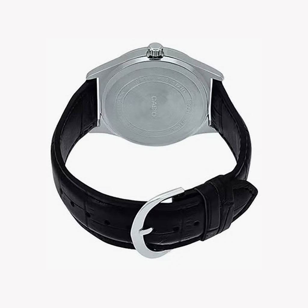 MTP-V006L-7BUDF: CLASSIC TIMEPIECE - ELEGANT STAINLESS STEEL WITH LUXURY LEATHER STRAP