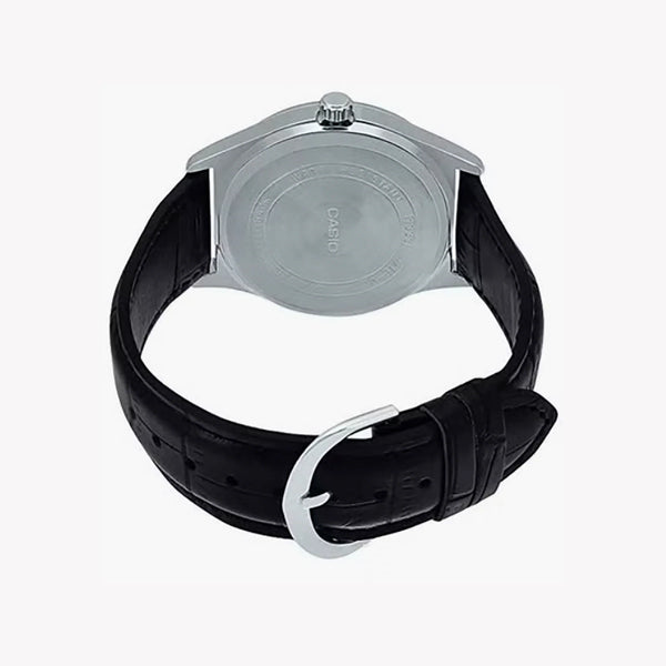 MTP-V006L-7BUDF: CLASSIC TIMEPIECE - ELEGANT STAINLESS STEEL WITH LUXURY LEATHER STRAP