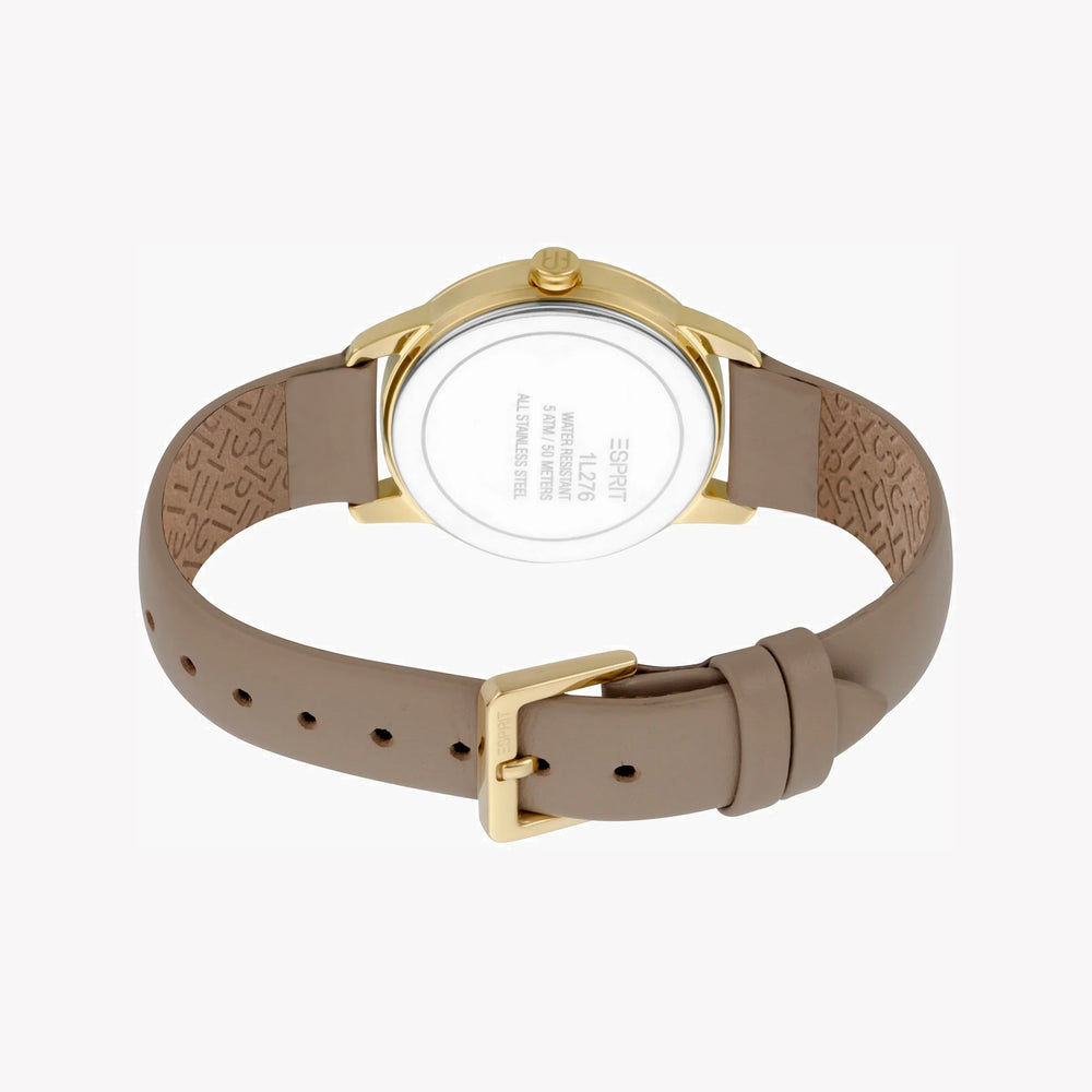 Esprit Women's Beige Leather Watch, Silver Dial | Es1l063m0015 by i-watch