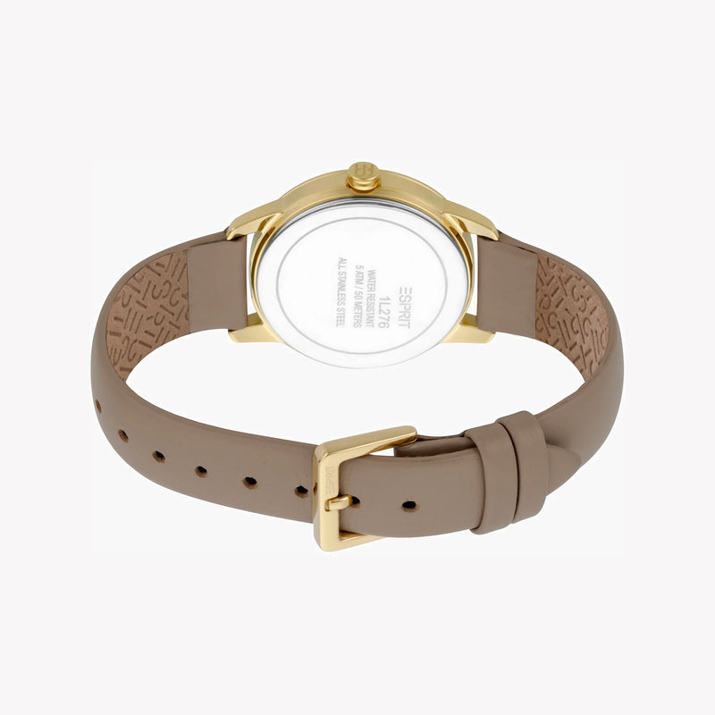 Esprit Women's Beige Leather Watch, Silver Dial | Es1l063m0015 by i-watch