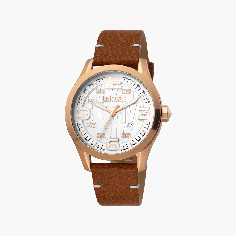 Just Cavalli Men's Brown Leather Watch, Silver Dial | Jc1g108l0045 by i-watch