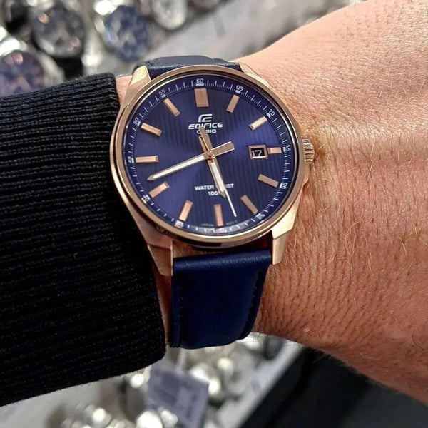 Edifice Men's Rose Gold & Blue Stainless Steel Watch | Efv-150cl-2avuef by i-watch