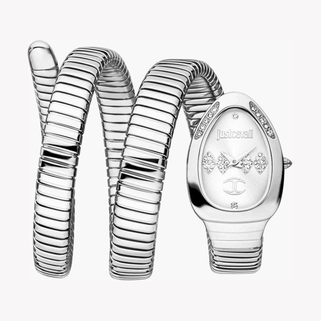 JUST CAVALLI Women's Watch with Silver Stainless Steel Case and Silver Stainless Steel Band