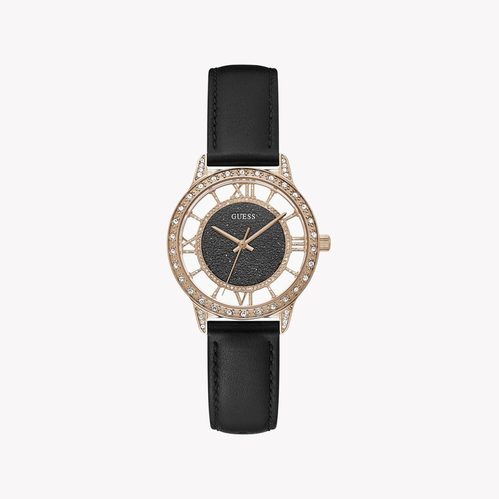 Guess Women's Rose Gold Watch, Black Leather | Gw0376l2 by i-watch
