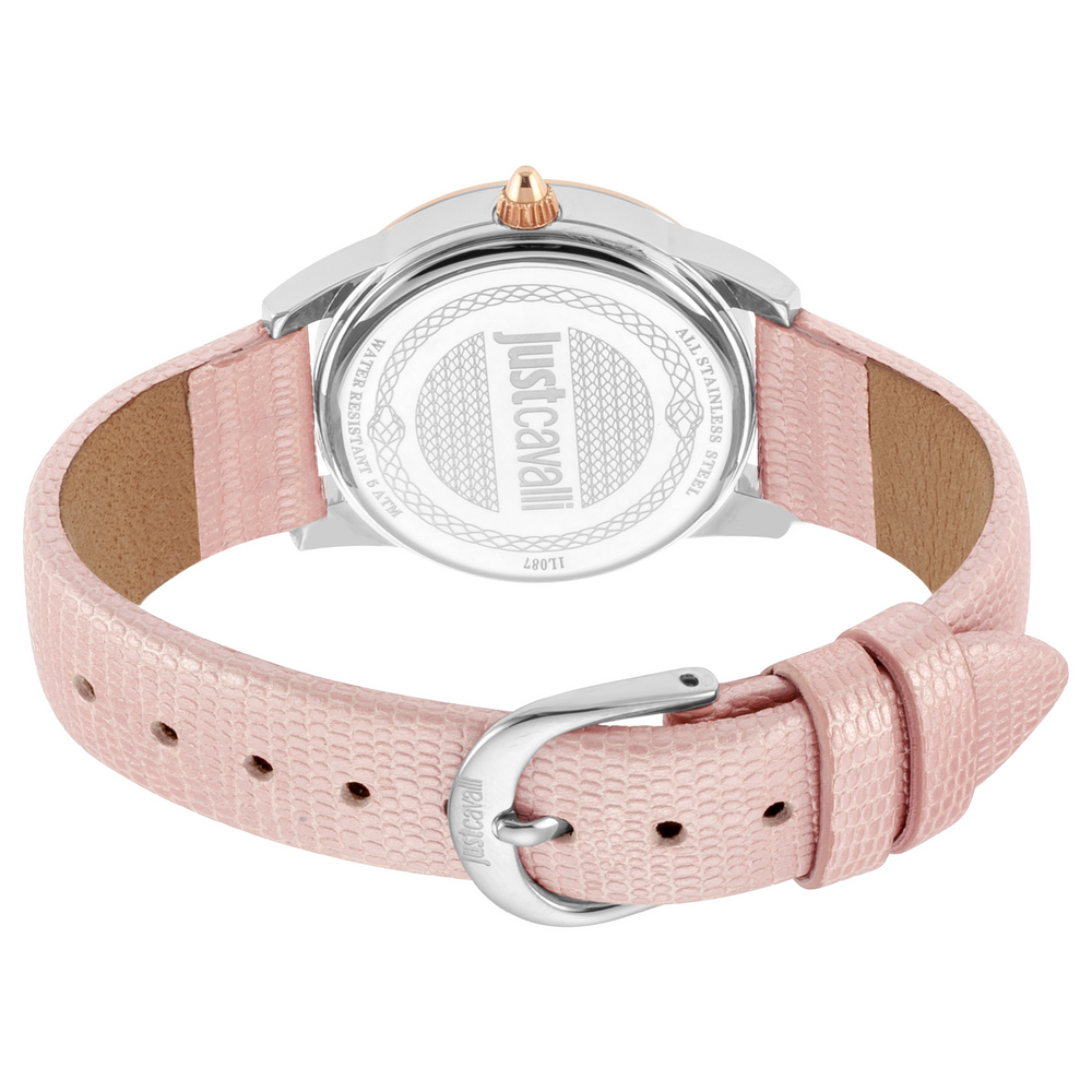 Just Cavalli Women's Silver Stainless Steel Watch, Pink Leather Band | Jc1l087l0035 by i-watch