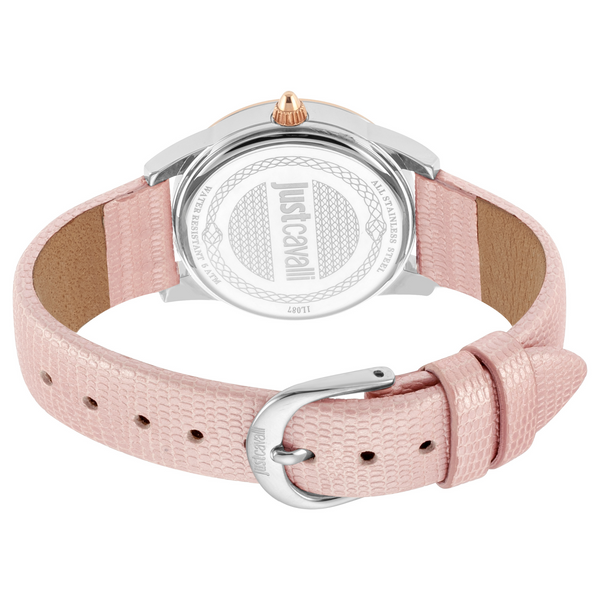 Just Cavalli Women's Silver Stainless Steel Watch, Pink Leather Band | Jc1l087l0035 by i-watch