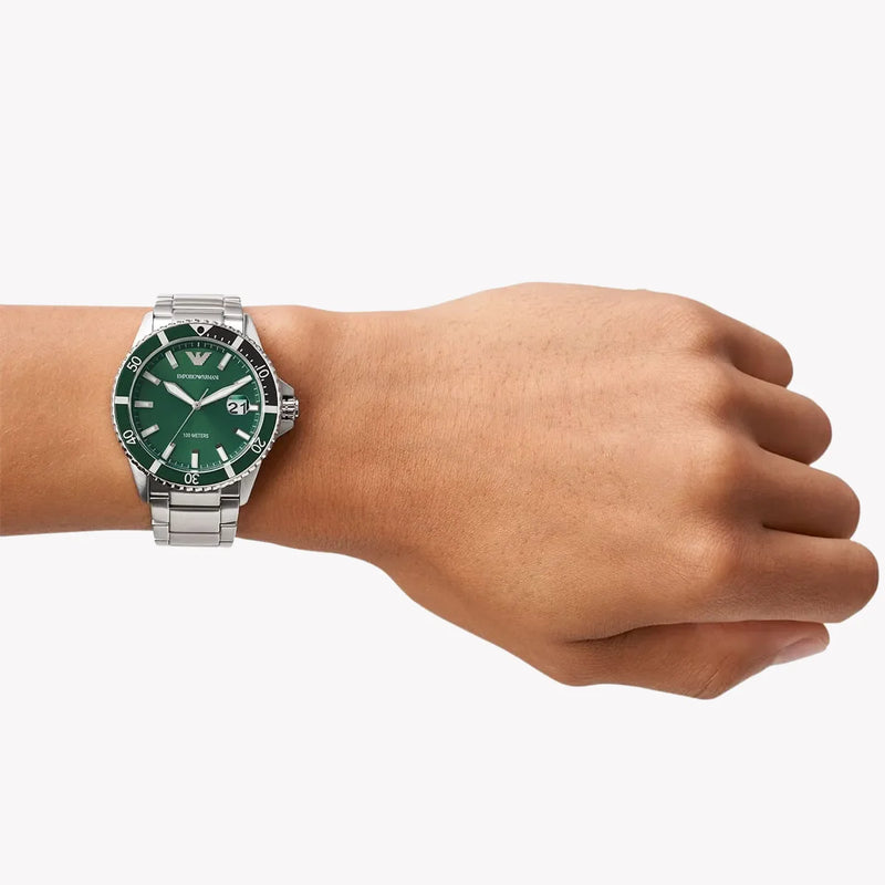 Emporio Armani Men's Silver Watch, Green Dial | Ar11338 by i-watch
