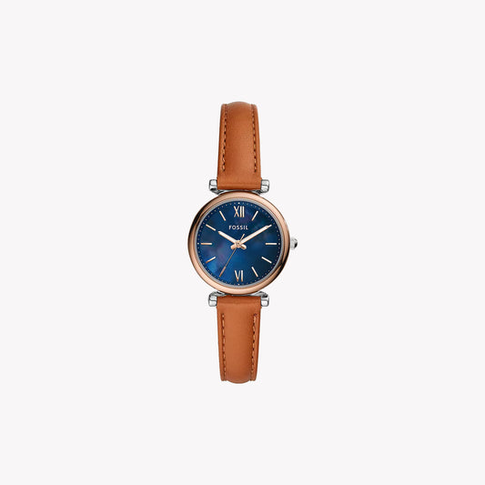 Carlie Mini Three-Hand Tan Leather Watch ES4701