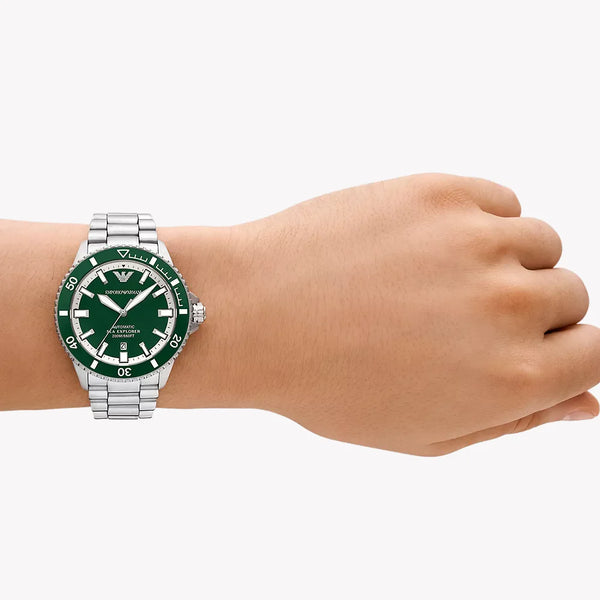 Emporio Armani Men's Silver Watch, Green Dial | Ar60080 by i-watch