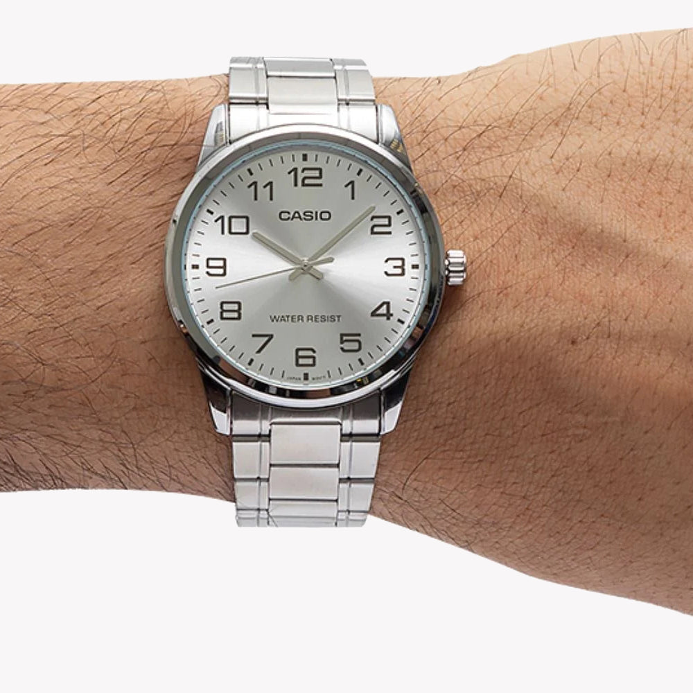 MTP-V001D-7BUDF - TIMELESS ELEGANCE: UNISEX CLASSIC SILVER STAINLESS STEEL WATCH-i-Watch-3