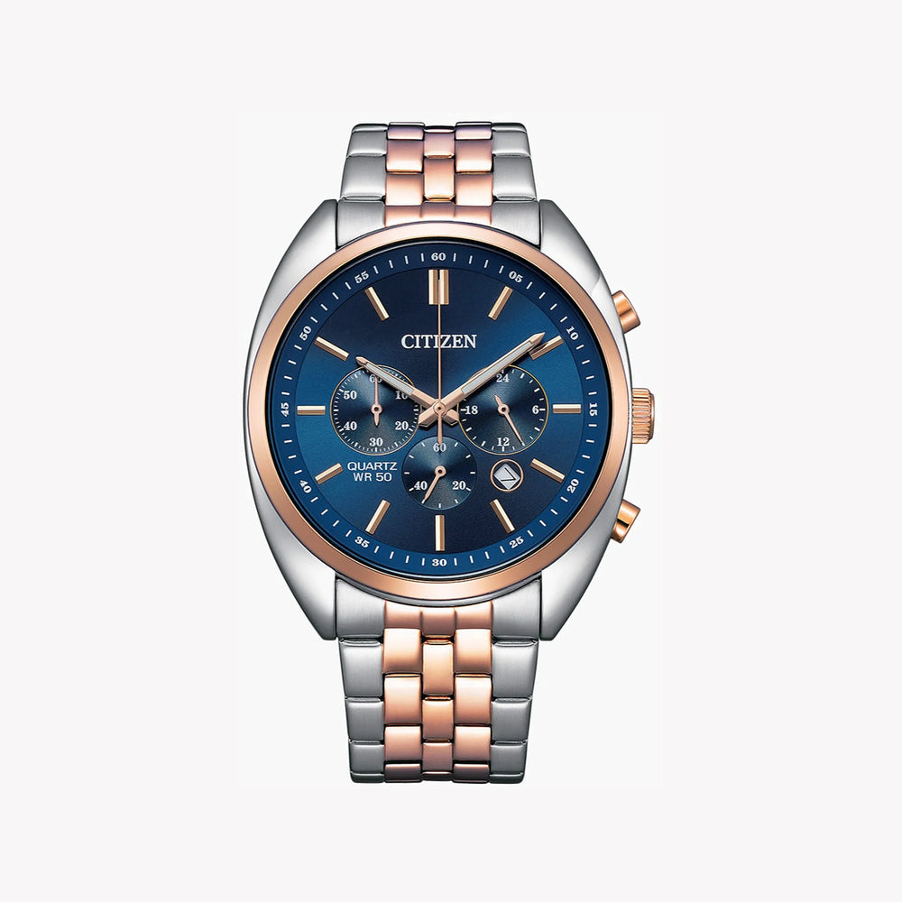 Dynamic Precision Men's Silver & Rose Gold, Blue Dial | An8216-50l by i-watch
