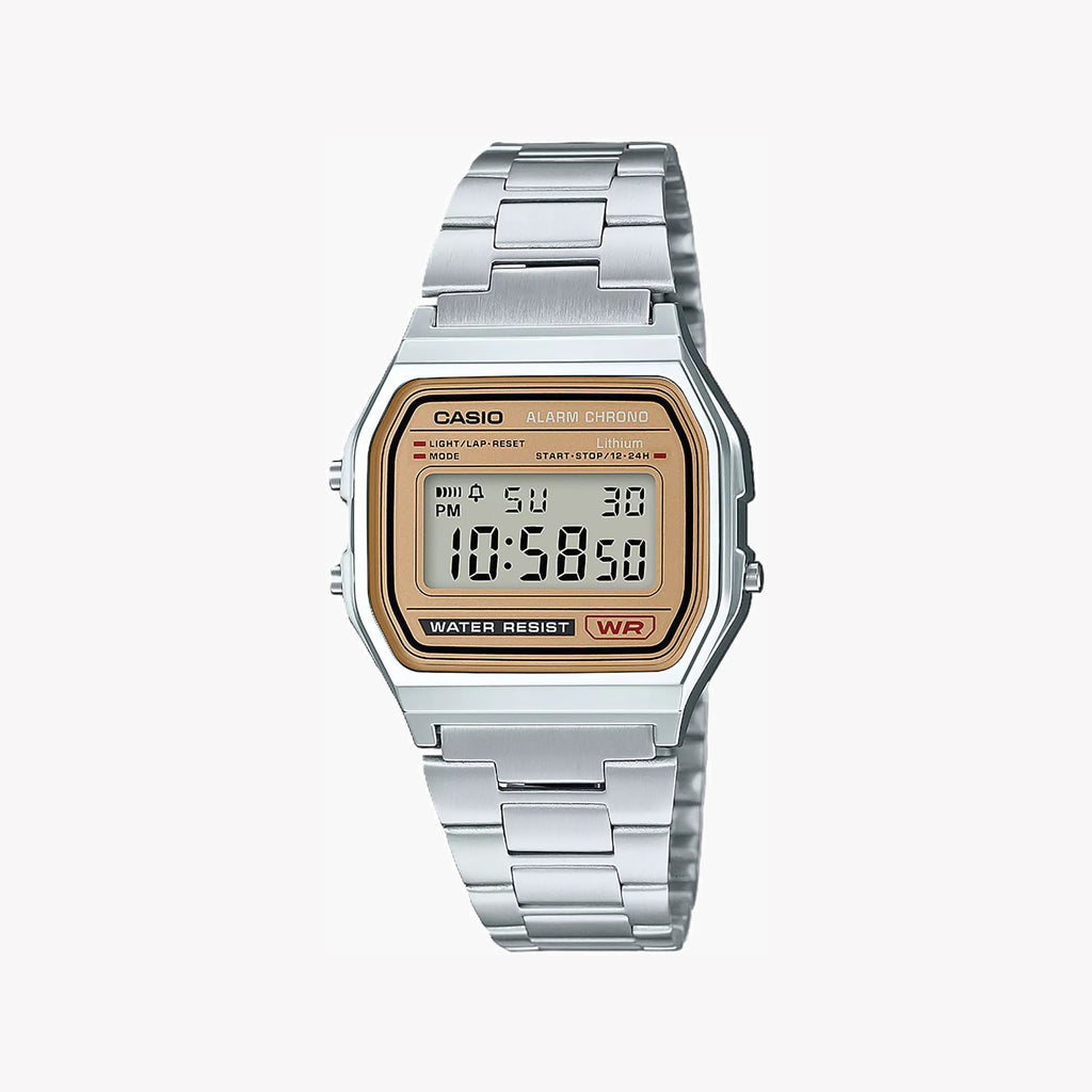CASIO A158WEA-9EF ELEGANT TIMEKEEPER - VERSATILE UNISEX WATCH WITH STYLISH METAL STRAP