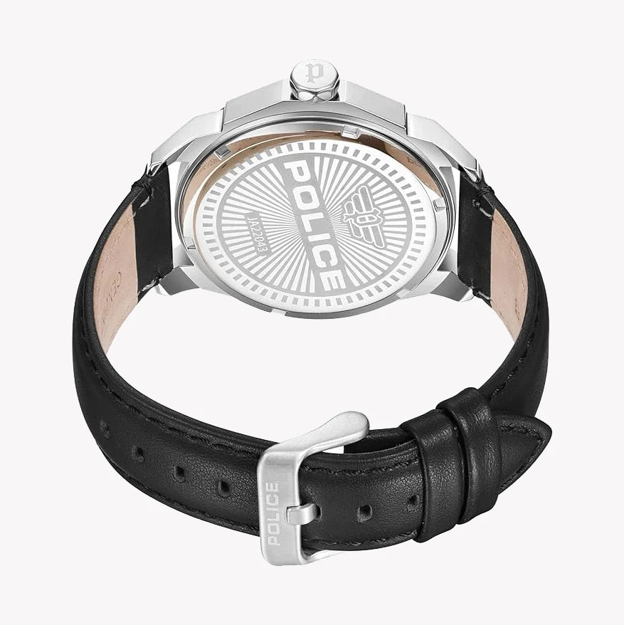 Police Men's Silver Stainless Steel, Black Leather | Pewja2204308 by i-watch