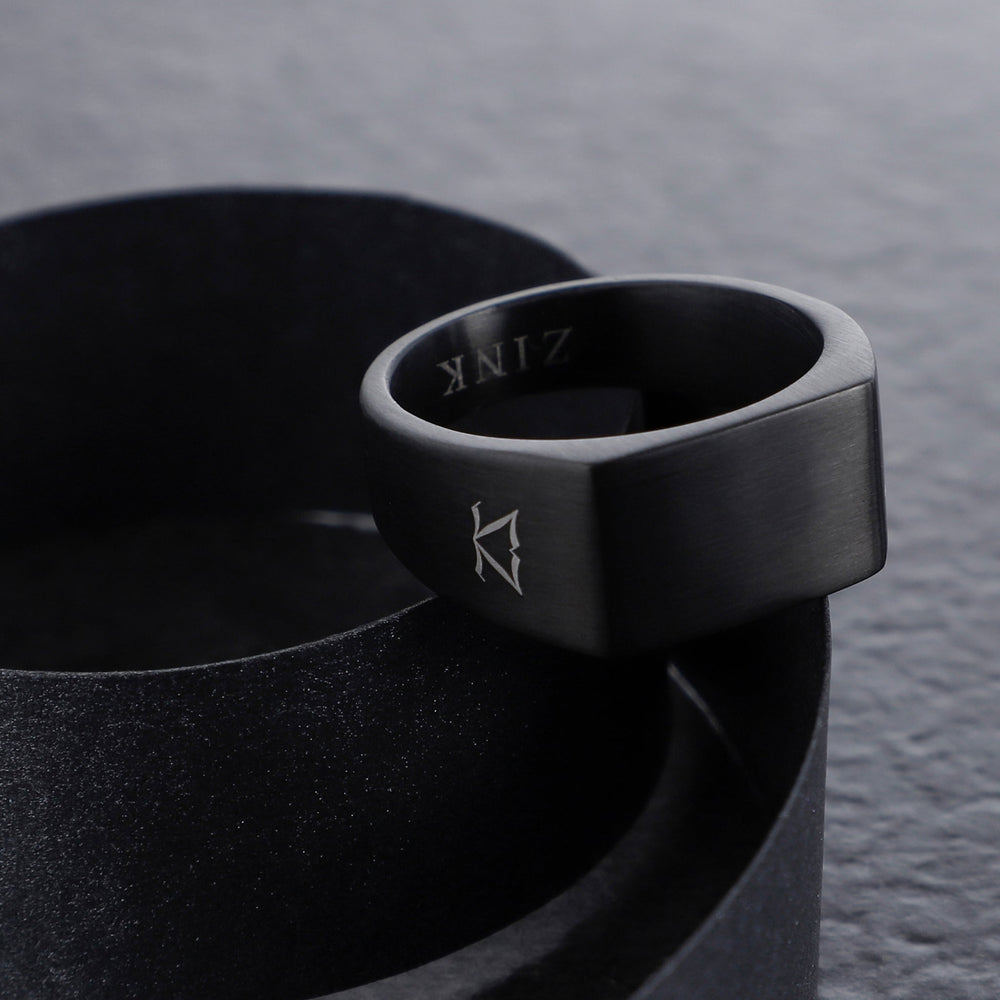 Zink Men's Black Stainless Steel Ring | Zjrg042b by i-watch