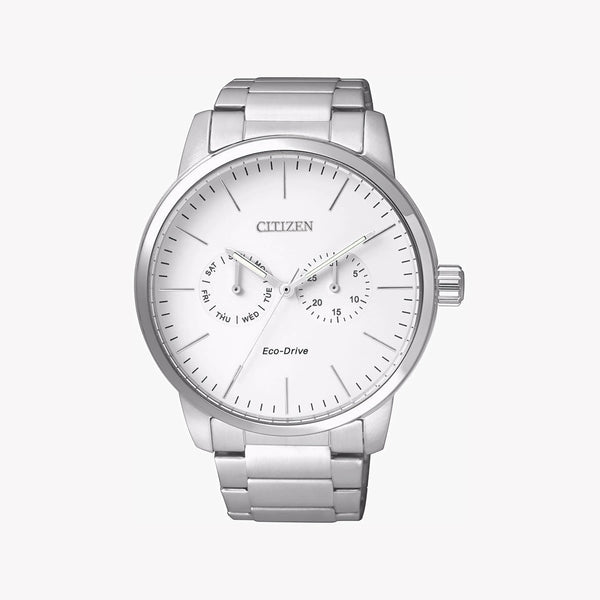 Citizen Ao9040-52a Modern Classic - Eco-Drive Men's Watch With Silver Stainless Steel BAnd and White Dial by i-watch