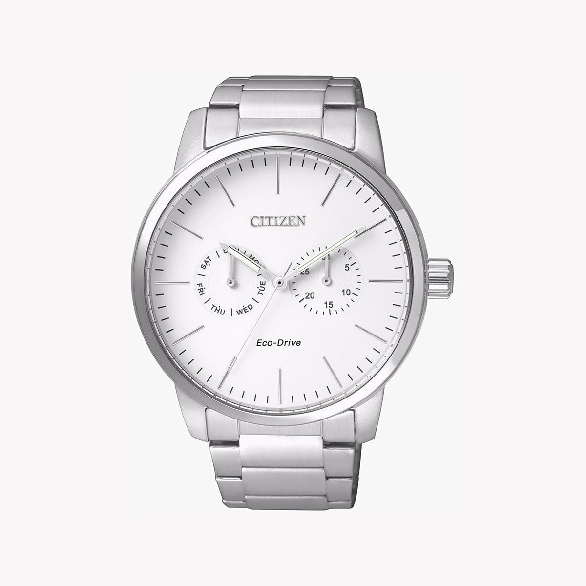 CITIZEN AO9040-52A MODERN CLASSIC - ECO-DRIVE MEN'S WATCH with Silver Stainless Steel Band and White Dial