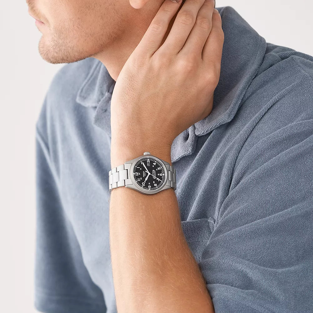 FOSSIL FS5973 TIMELESS ELEGANCE - STYLISH MEN'S WATCH WITH BLACK DIAL & SILVER BRACELET-i-Watch-4