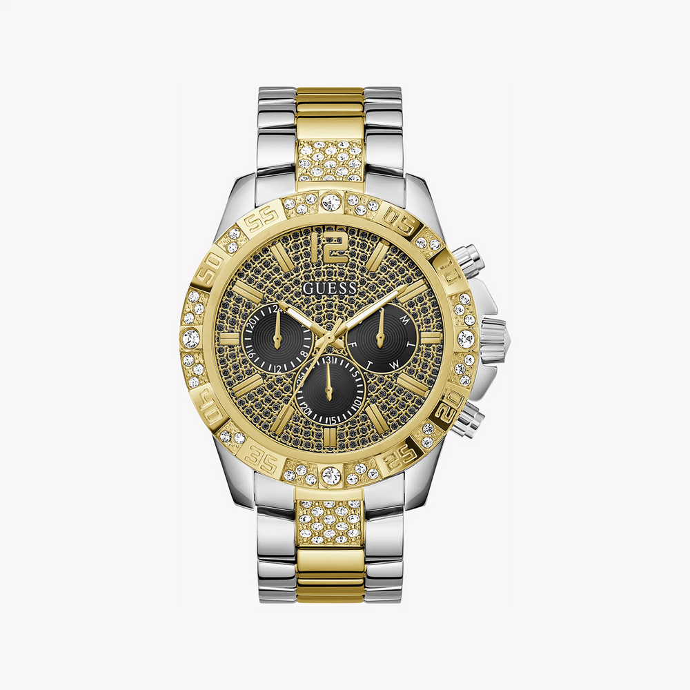 Guess Men's Gold/Silver Watch, Black Dial | Gw0796g3 by i-watch