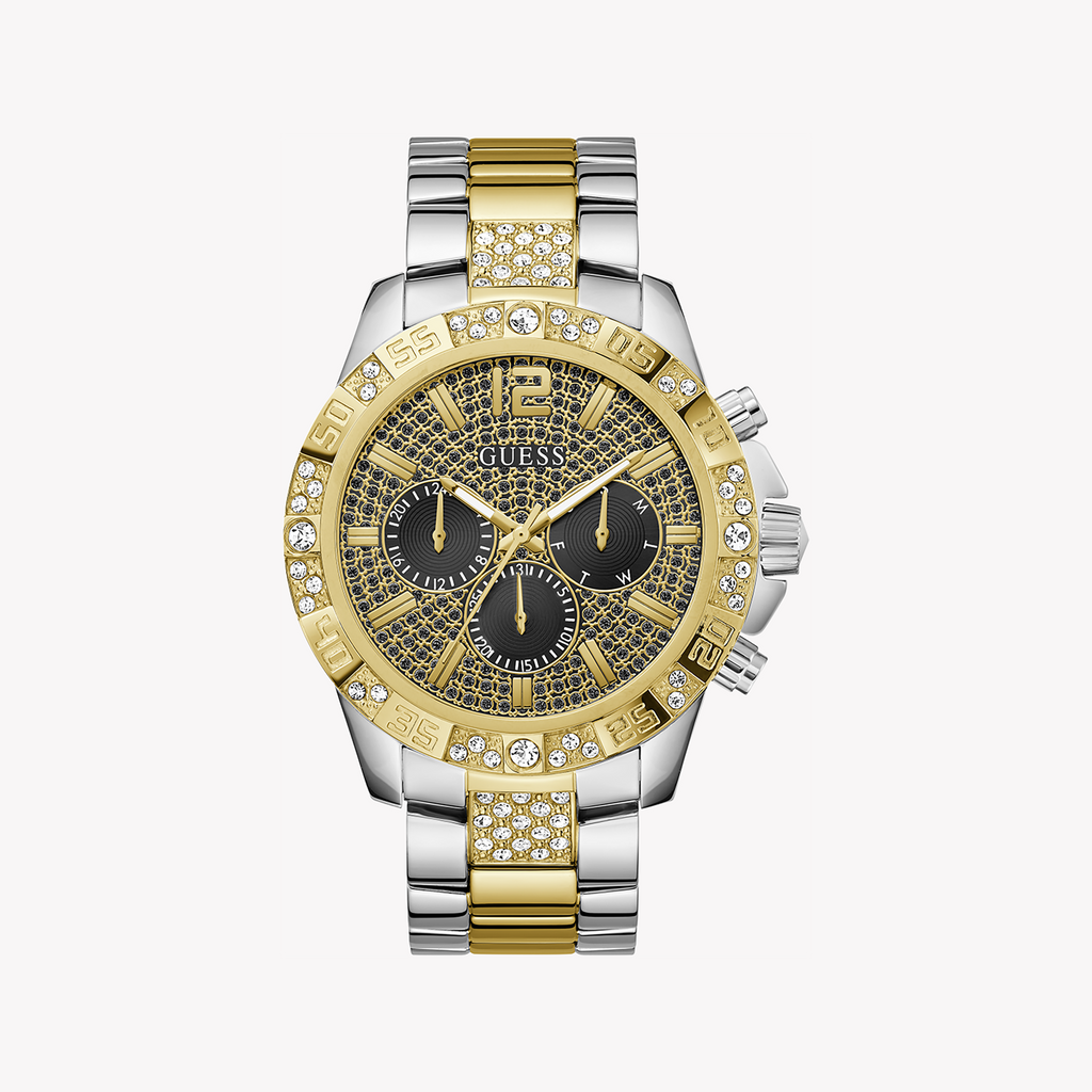 GUESS GW0796G3 - BOLD SOPHISTICATION MEN'S WATCH IN STRIKING GOLD/SILVER WITH BLACK DIAL