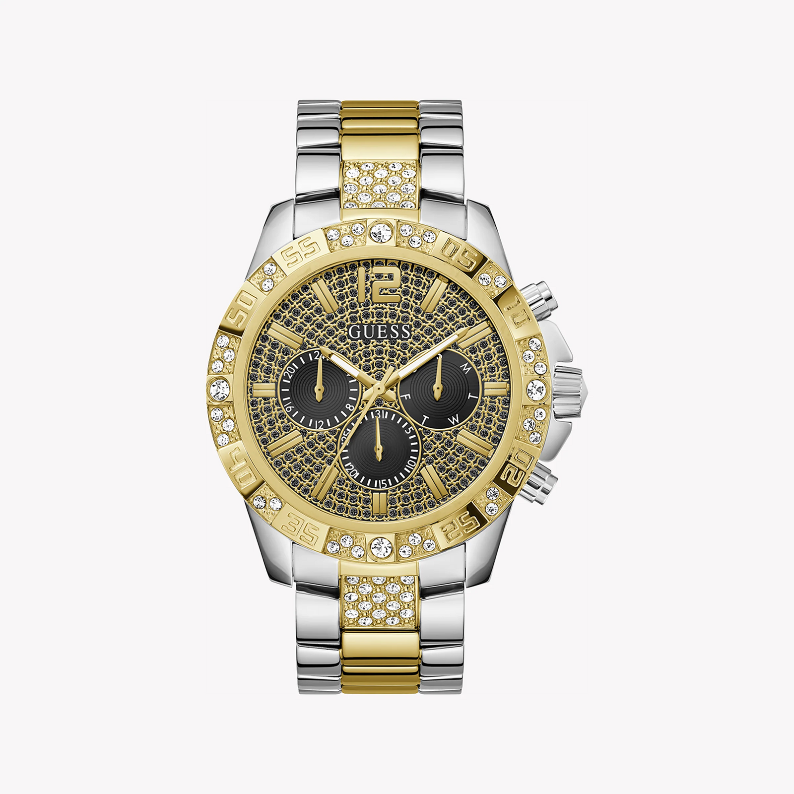 Guess Men's Gold/Silver Watch, Black Dial | Gw0796g3 by i-watch