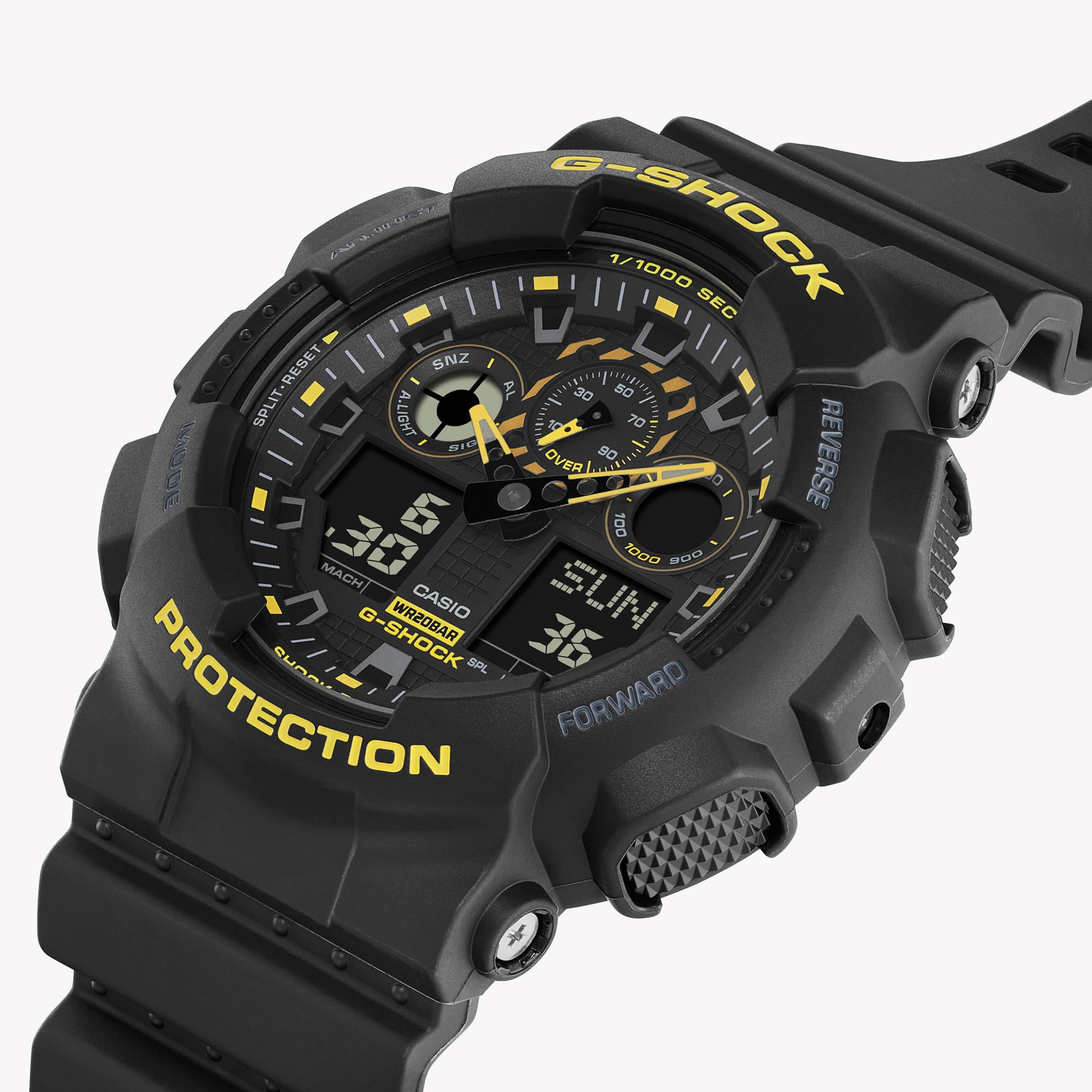 CASIO G-SHOCK GA-100CY-1ADR RUGGED ELEGANCE - BLACK POWERHOUSE Men's Watch with durable resin band and striking digital dial