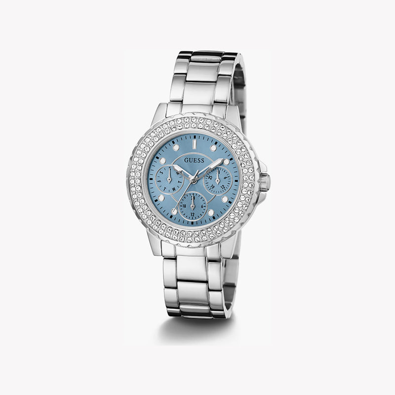 Guess Women's Silver Stainless Steel, Blue Dial | Gw0410l1 by i-watch