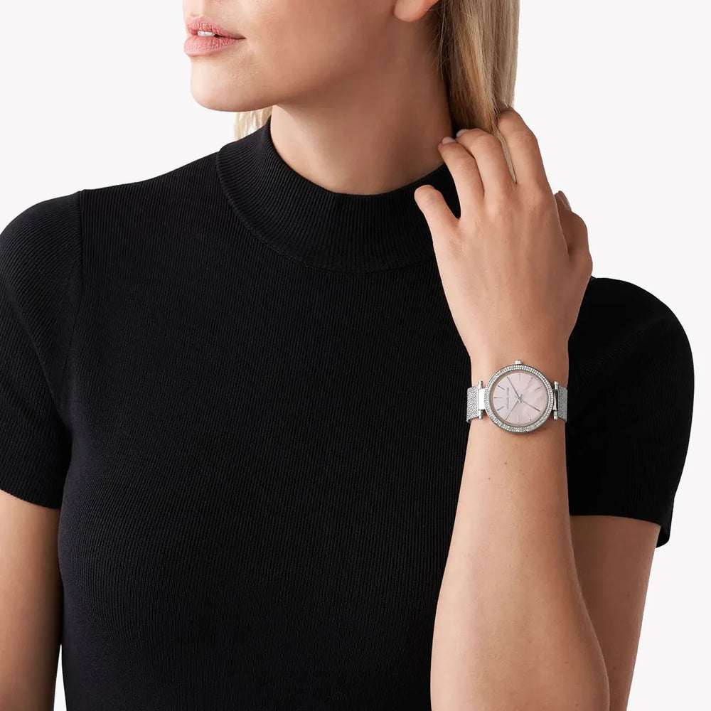 Michael Kors Women's Silver Stainless Steel, Pink Dial | Mk4518 by i-watch
