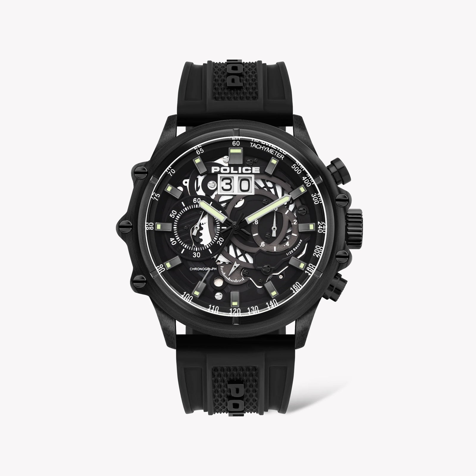 Police Men's Black Silicone Watch, Stainless Steel Case | Pl-16018jsb_02p by i-watch