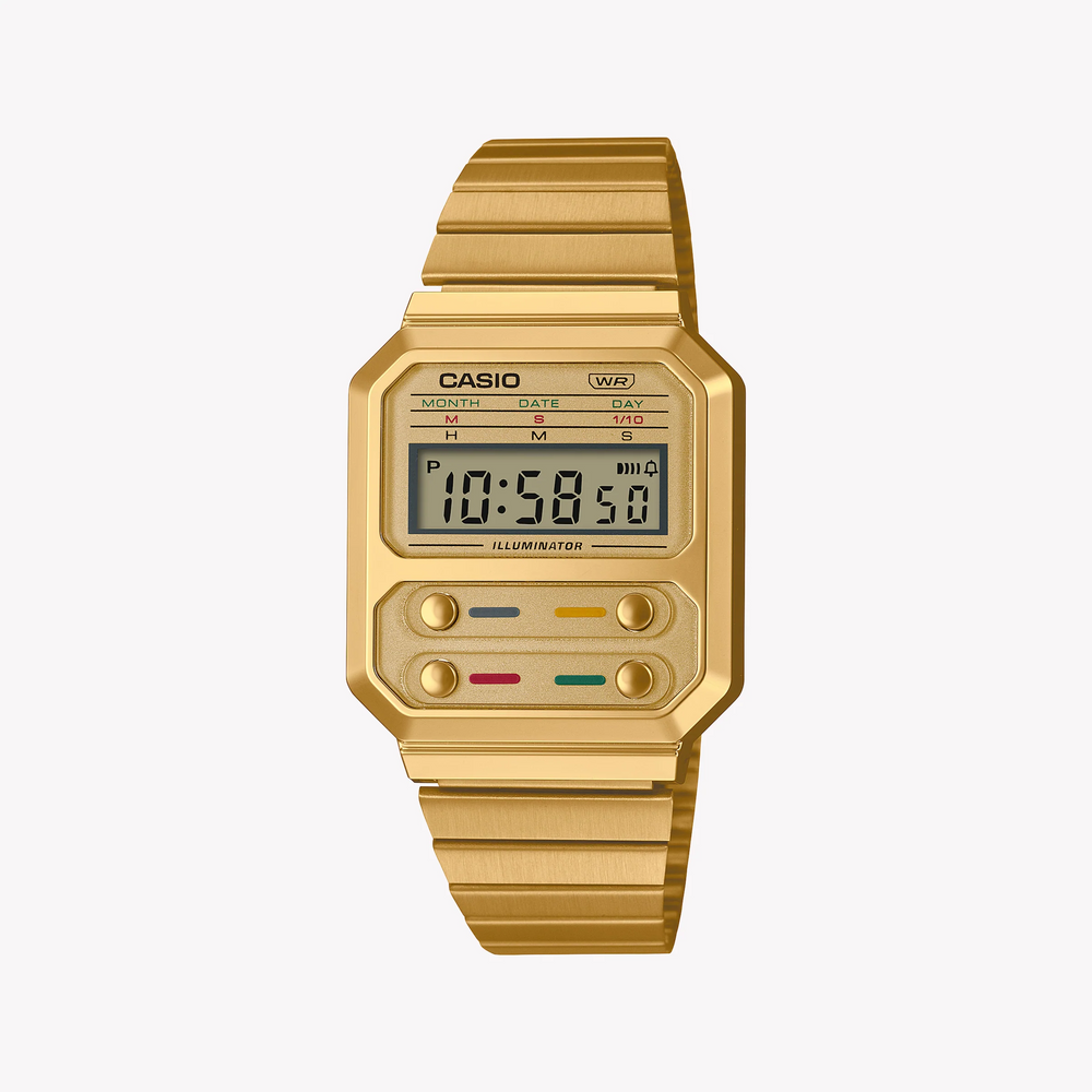Casio Unisex Gold Resin Watch, Stainless Steel Band | A100weg-9adf by i-watch