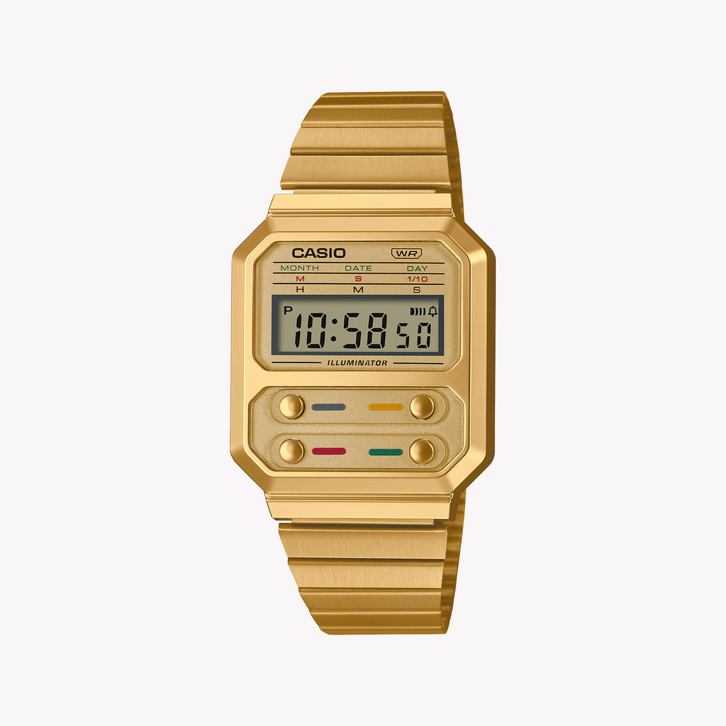 CASIO A100WEG-9ADF - GOLD RADIANCE SERIES - Unisex Digital Watch with Gold Resin Case and Stainless Steel Band