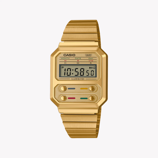 Casio Unisex Gold Resin Watch, Stainless Steel Band | A100weg-9adf by i-watch