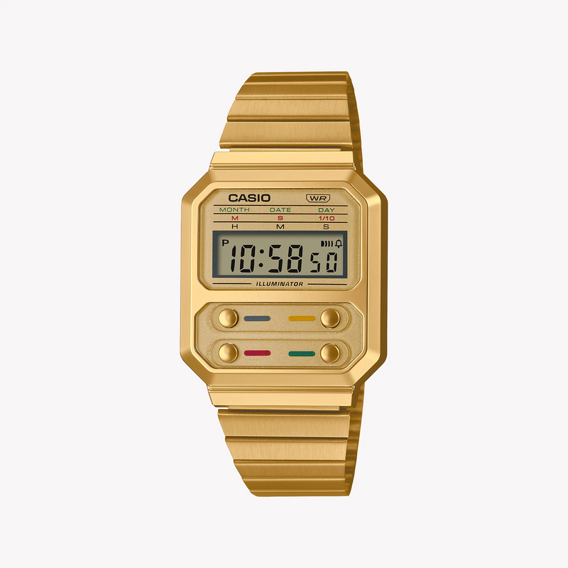 Casio Unisex Gold Resin Watch, Stainless Steel Band | A100weg-9adf by i-watch